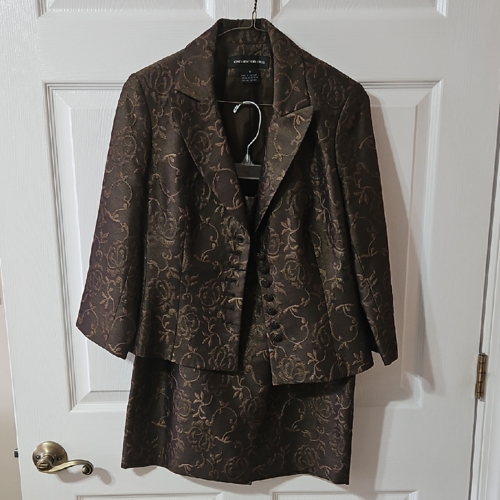 Brown/Bronze Blazer and Skirt Set